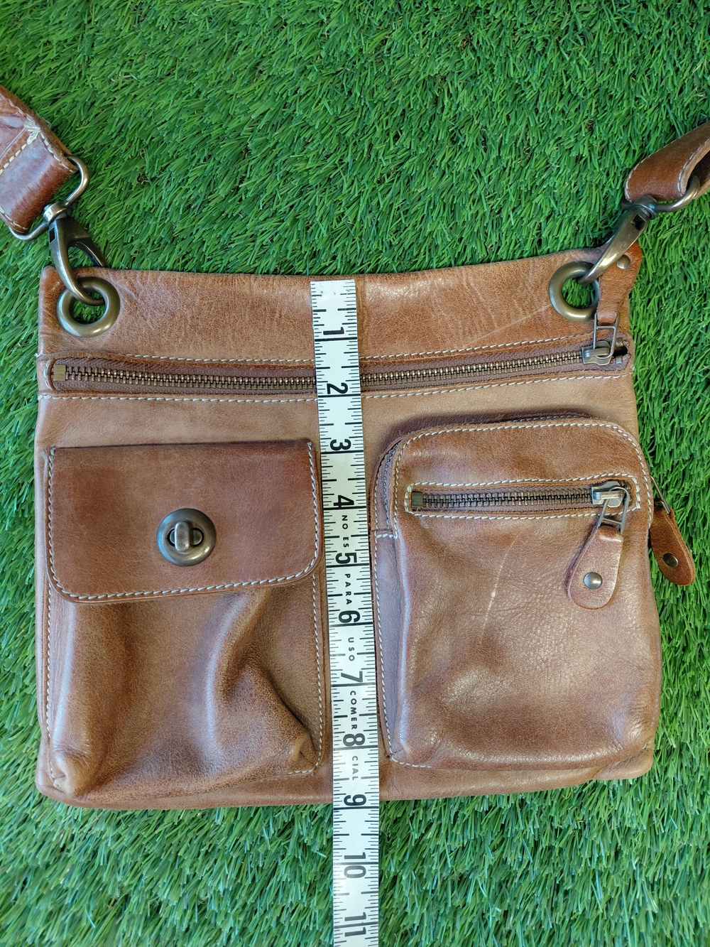 Roots Brown Leather Villager Tribe Crossbody Bag Satchel Brown Made In Canadá - Picture 9 of 15